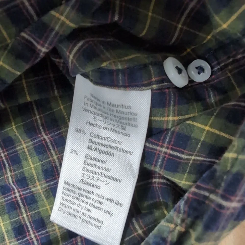 J.Crew - Men's‎ M Slim Fit Green/Multi Plaid Cotton Stretch Shirt